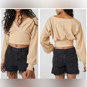 NWT. Free People All Nighter Tee NWT, Retail $68 in Mustard Seed, Size Large